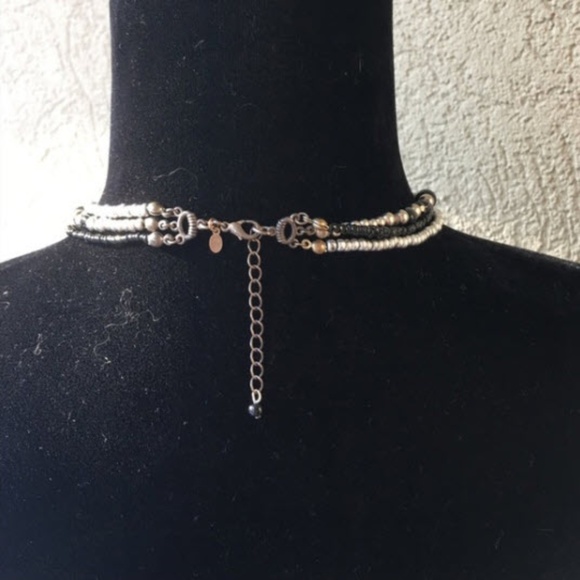 DONATED PD Silver/black bead 3 strand necklace - Picture 4 of 5
